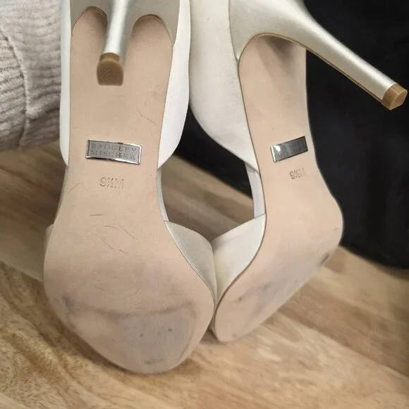 badgley mischka Gianna Embellished Pumps Women's Size 9.5 Ivory Wedding Prom 4in - Picture 9 of 11